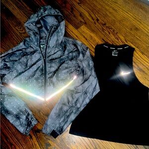 Nike small cropped jacket with hood (very light weight) and small top